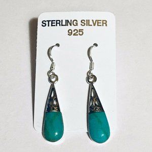 Sterling Silver Faux Turquoise Teardrop Earrings